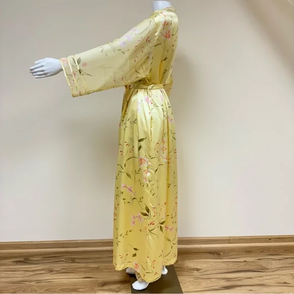 Oscar de la Renta Pink label Peignoir Top Kimono Robe Pant set Floral Print L - Picture 6 of 17